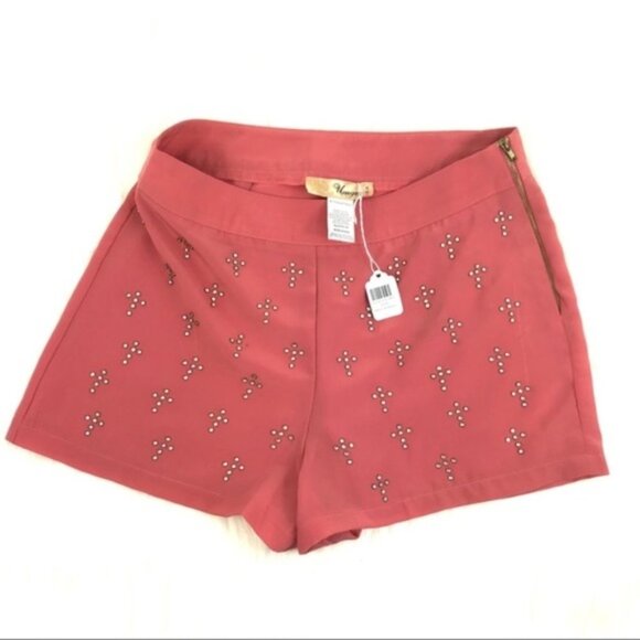 Umgee High Waist Cross Coral Shorts - Picture 3 of 7